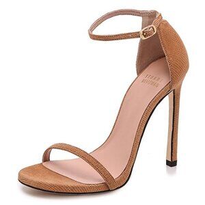 Stuart Weitzman Nudist Pan Goosebump Nappa Sandal 110mm